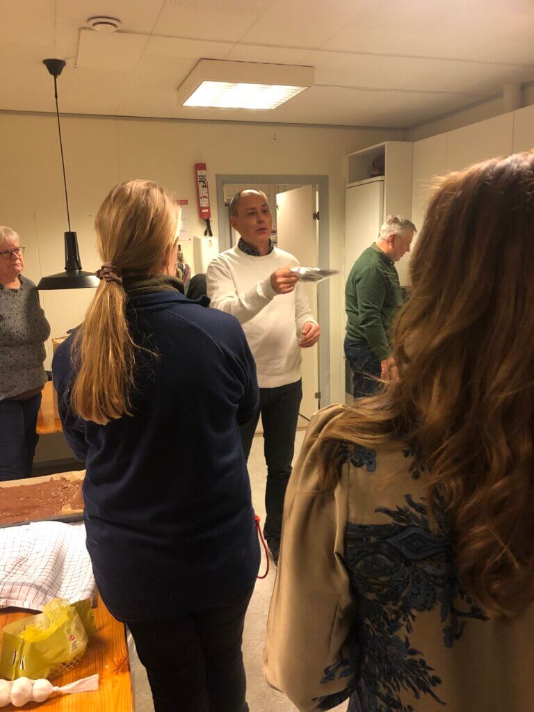 People inside talking to one another